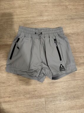 Women's Gray Athletic Shorts with Zipper Pockets